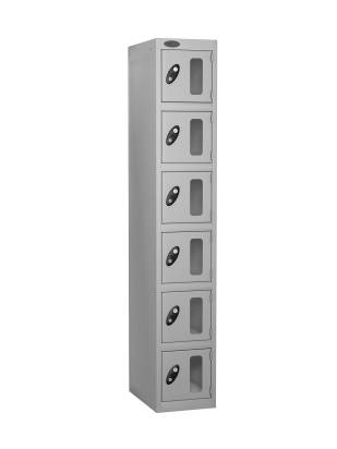 Probe-6-door-vision-panel-anti-stock-theft-locker-silver