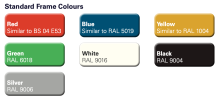 Bench frame colours