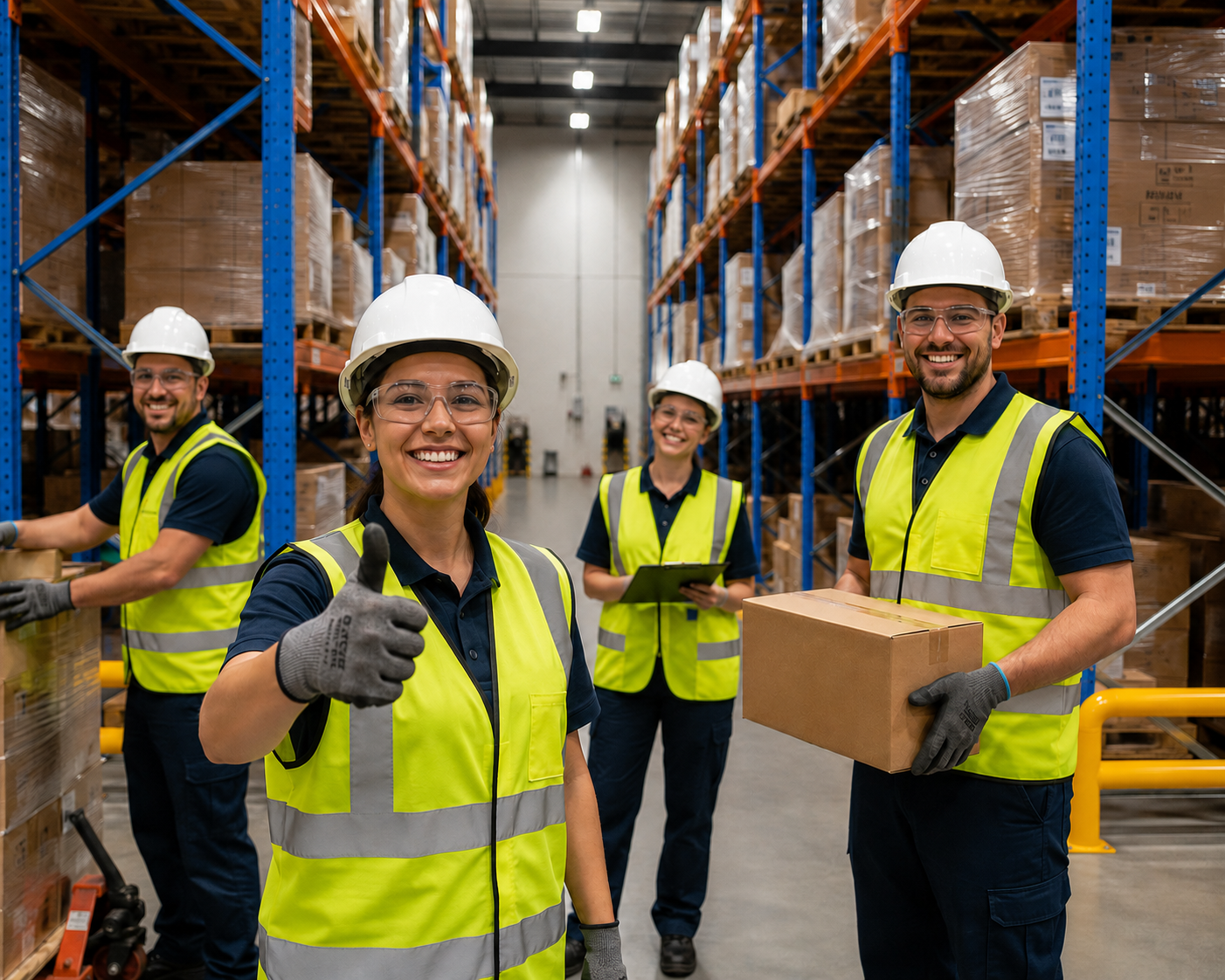 warehouse workers in ppe